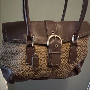 Coach Brown and Tan Shoulder Bag